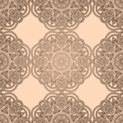 Decorative ornament in ethnic oriental style. Outline doodle hand draw vector illustration. Seamless