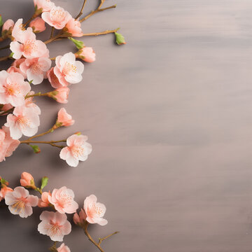 pink cherry blossom,copy space,spring.pink,peach fuzz