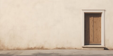 Fototapeta premium A rustic countryside house door bathed in sunlight serves as an inspiring background for creative content, embodying the simplicity and charm of rural living.