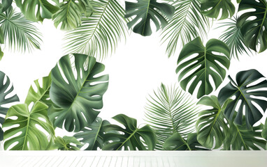 Tropical Leaf Print Wall Decor Isolated on Transparent Background PNG.