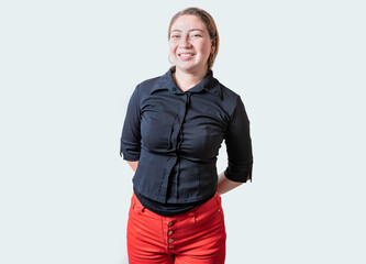 Portrait of smiling latin girl isolated. Young pretty latin girl with serene look isolated