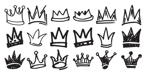 Crown isolated on white background in brush drawn symbol.