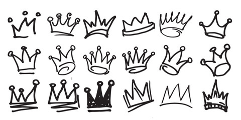 Obraz premium Crown isolated on white background in brush drawn symbol.