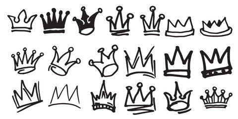 Crown isolated on white background in brush drawn symbol.