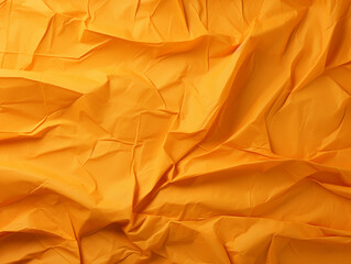Orange color crumpled paper texture background - ai generative