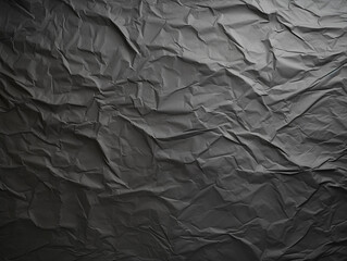 Black color crumpled paper texture background - ai generative