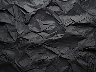 Black color crumpled paper texture background - ai generative
