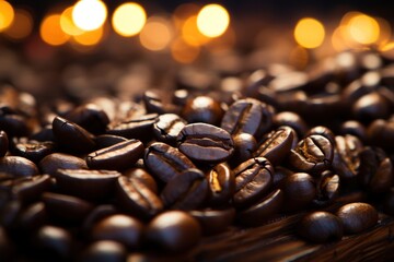 Detailed close up of coffee beans, beautiful coffee cup image