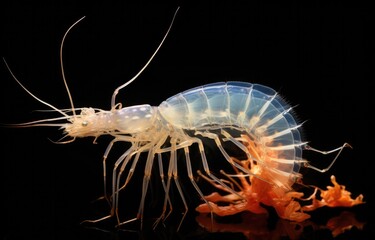 A shrimp with long legs and long tentacles. Generative AI.