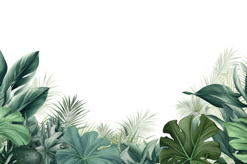 Fototapeta na wymiar Botanischer Rahmen: Tropische Blätter umrahmen einen neutralen Hintergrund mit natürlicher Eleganz
