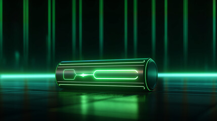 Futuristic technology battery high power electric energy for electric vehicle and mobile devices, digital abstract futuristic high voltage, generated by AI.