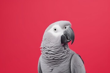 Obraz premium A parrot with a white muzzle and a confident expression is set against a vibrant background.