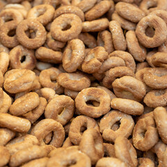 Savory Abadi cookies  in the Mahane Yehuda market Jerusalem Israel. Traditional cookies made with sesame seeds.
