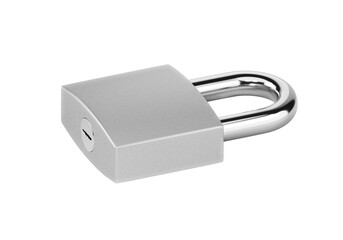 Locked silver color Padlock on the white background