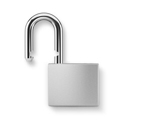 Locked silver color Padlock on the white background