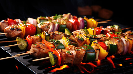 shish kebab on the grill, barbecue
