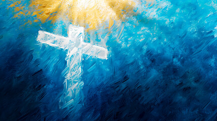 Painting of a Christian cross. Catholic Holy Week concept. Easter - obrazy, fototapety, plakaty