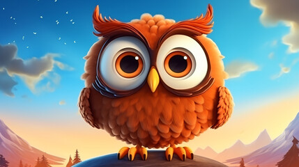 Cartoon owl with big eyes