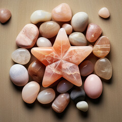 Stone in the shape of a star, surrounded by pebbles