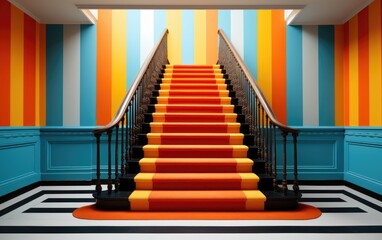 An optical illusion by juxtaposing bold stripes of complementary colors.