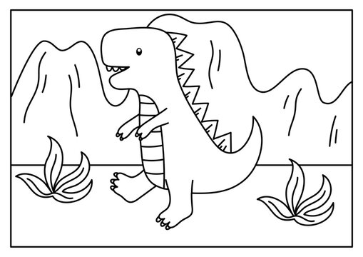 hand drawn printable dinosaur coloring page activity for kid