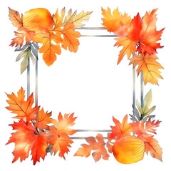 Watercolor Frame of different kinds of autumn leaves  isolated on white background
