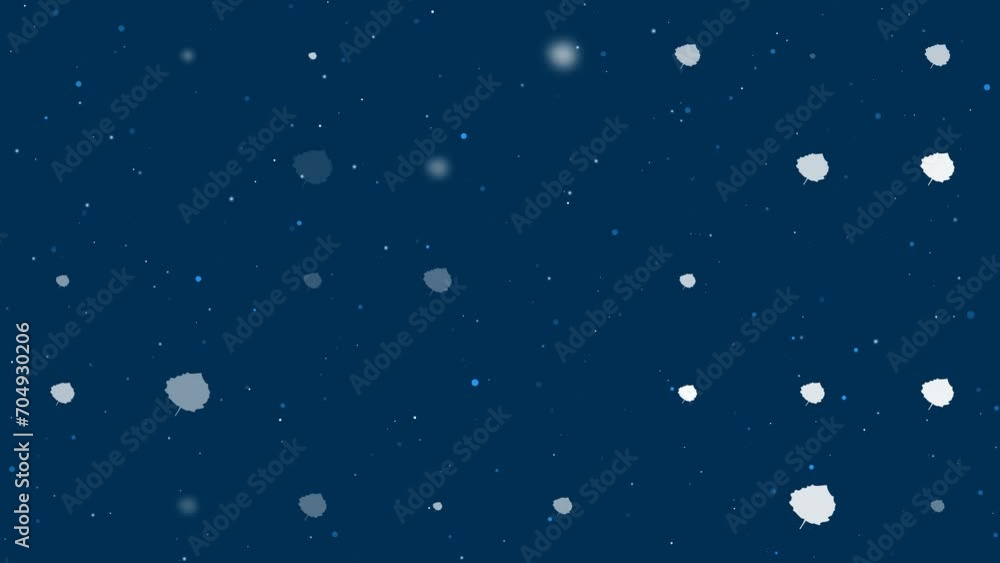 Poster template animation of evenly spaced aspen leafs of different sizes and opacity. animation of transpa