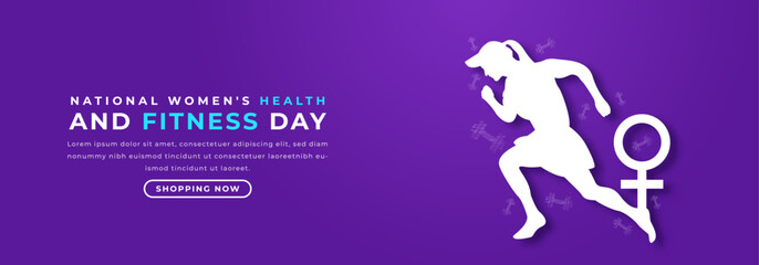 National Women's Health and Fitness Day Paper cut style Vector Design Illustration for Background, Poster, Banner, Advertising, Greeting Card