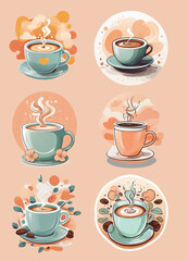 cup of coffee, png, isolated, transparent, ai illustration , sticker poster banner, card without background