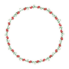 Cute Frame With Poppy Flower In Red Color