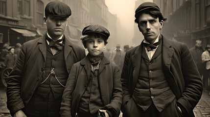 Vintage black and white street photographs from the Victorian era