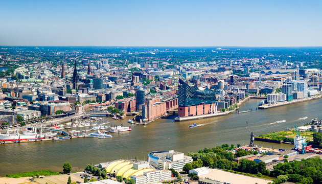 Hamburg Skyline during summer