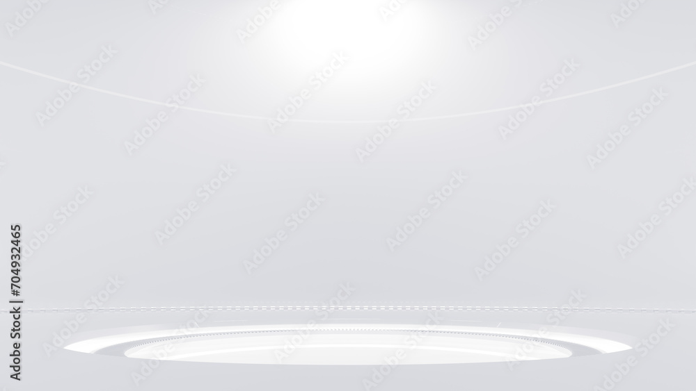 Poster technology background. power podium empty stage in white room. sci-fi idea concept. technological el