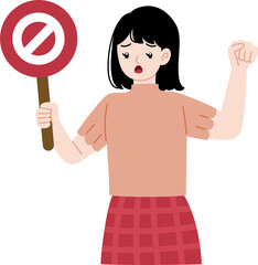 woman protester holding reject sign