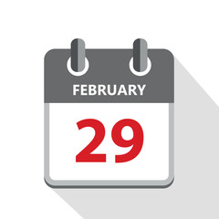 29 february in the leap year calendar isolated on white background vector illustration EPS10 - obrazy, fototapety, plakaty