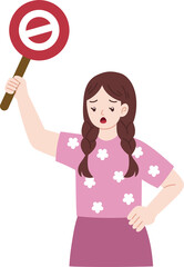 woman protester holding reject sign