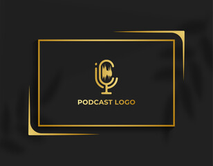 Golden Color Podcast Vector Logo Design