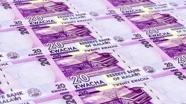 Malawi Malawian Kwacha 20 Banknotes Money Printing House, Printing Twenty Malawian Kwacha, Printing Press Machine Print out Malawian Kwacha, Being printed by currency press machine