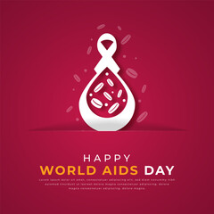 World AIDS Day Paper cut style Vector Design Illustration for Background, Poster, Banner, Advertising, Greeting Card