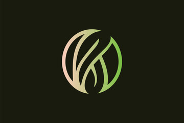 leaf circle logos, green, nature abstract icons