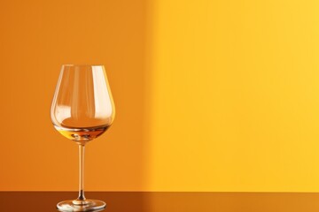  a glass of wine sitting on top of a table next to a bottle of wine and a glass of wine in front of a yellow wall.