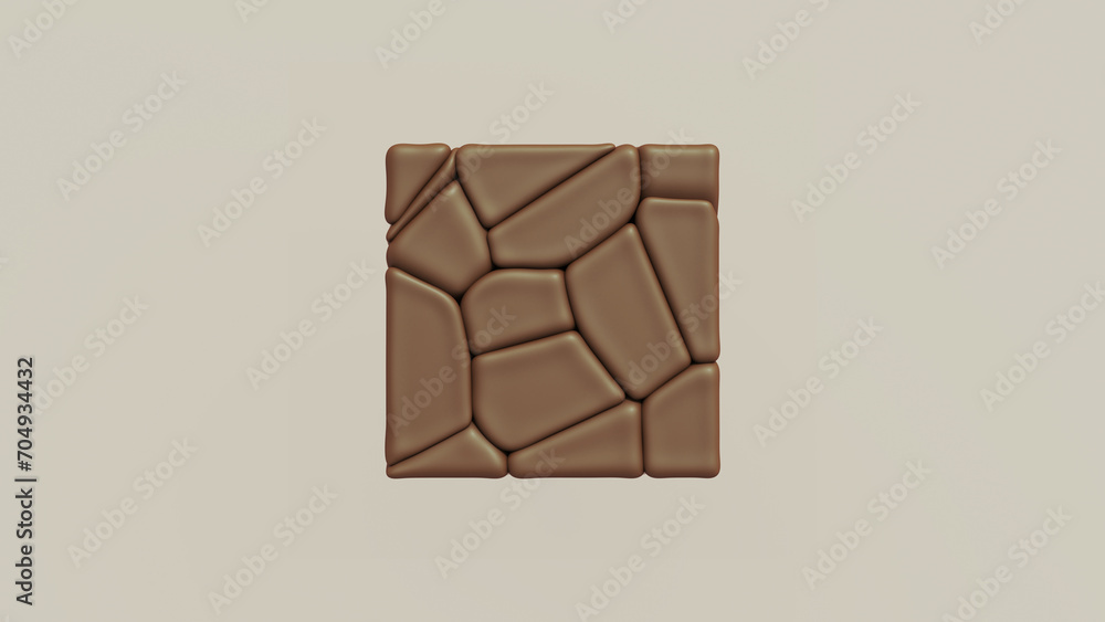 Poster chocolate cube fragments brown soft rounded dark cocoa block gourmet 3d illustration render digital 