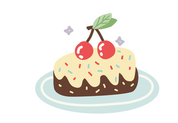 Cute cream cake with cherry on top