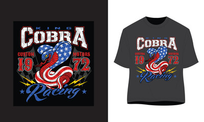 King cobra motor racing graphic, Make america great again patriotic tshirt design, Typography Veterans Day Vector illustration creative t-shirt design vector. 