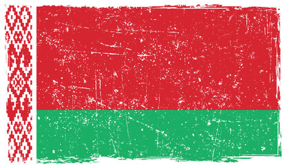 Belarus country flag painted on Vector Rusty Texture.