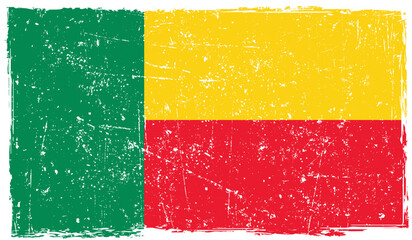 Benin country flag painted on wood texture