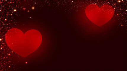 red hearts on valentines background