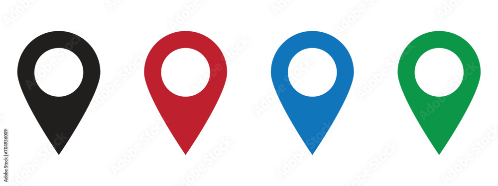 Poster gps location icon set. multicolor map icon vector with transparent background.