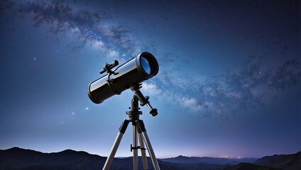 telescope on the background of the night sky with stars, space
