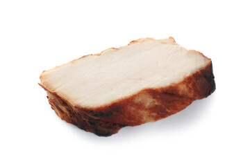 Slice of grilled meat isolated on white